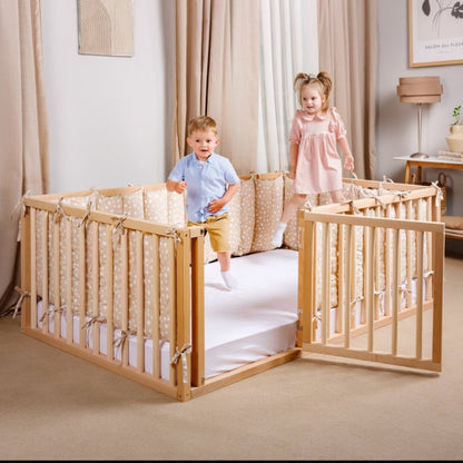 Cadre de lit double pour tout-petits avec barrière