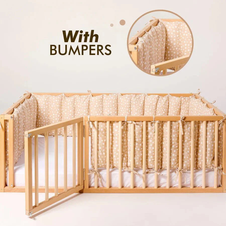 Cadre de lit double pour tout-petits avec barrière