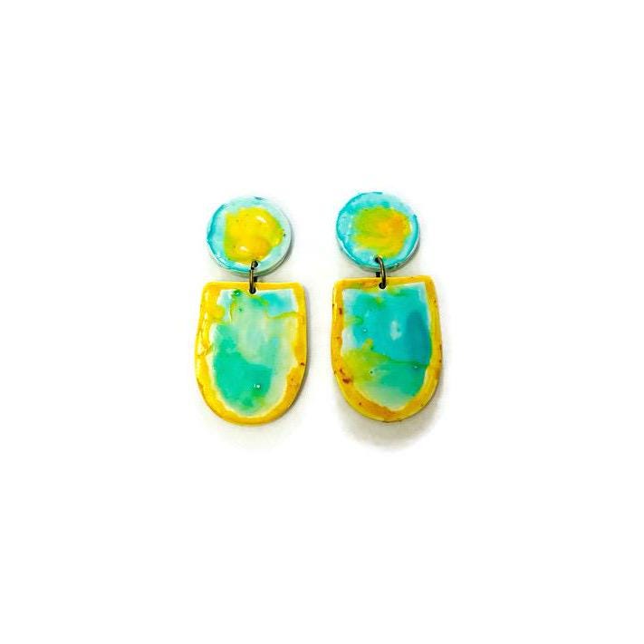 Ensemble collier et boucles d'oreilles bicolores faits main