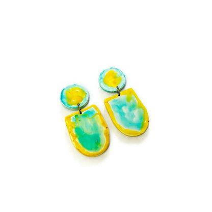 Ensemble collier et boucles d'oreilles bicolores faits main