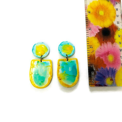 Ensemble collier et boucles d'oreilles bicolores faits main