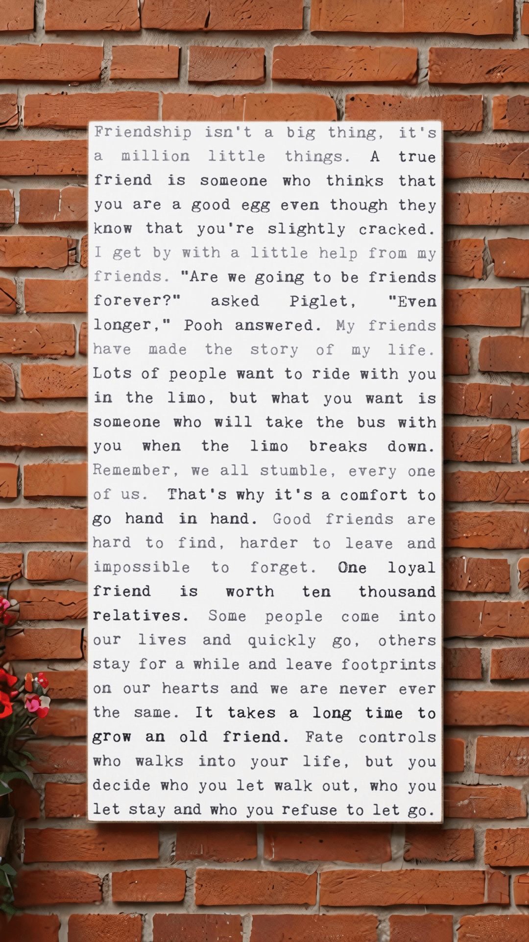Typewriter Sign - Friendship