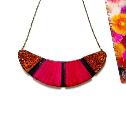 Parure de bijoux fantaisie unique rose, jaune et noir