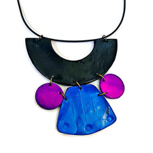 Unique Statement Necklace Handmade & Painted Blue Black Purple