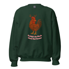 Sweat-shirt unisexe Rudolph, le coq de race Rhode Island Red, de Chickmas (mots)