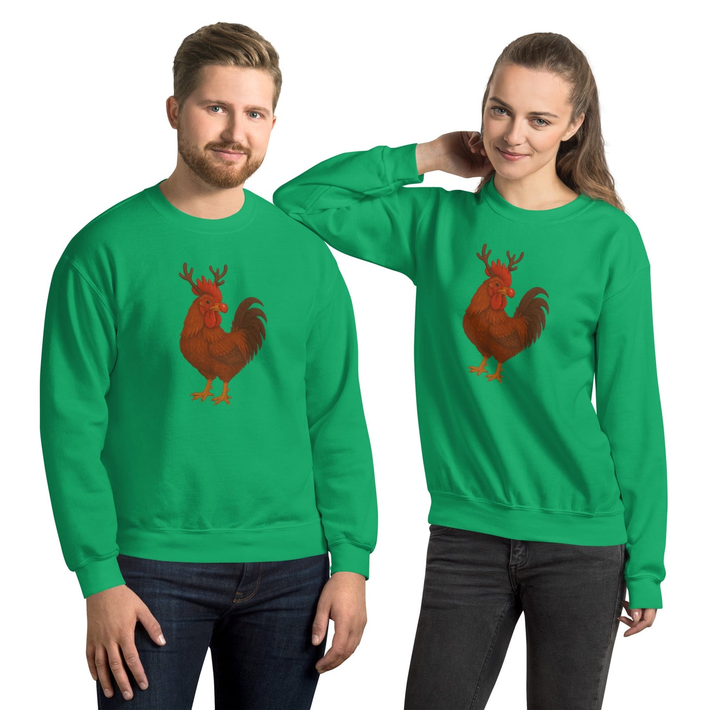 Sweat-shirt unisexe coq Rudolph de Chickmas, la Rhode Island Red