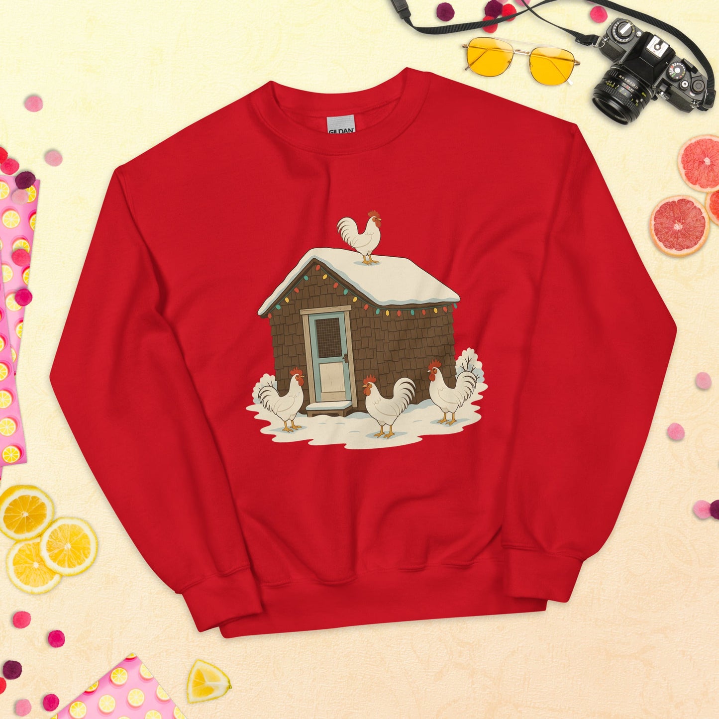 Sweat-shirt unisexe « Chickmas Deck the Leghorn »
