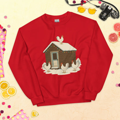 Sweat-shirt unisexe « Chickmas Deck the Leghorn »