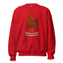 Sweat-shirt unisexe Rudolph, le coq de race Rhode Island Red, de Chickmas (mots)