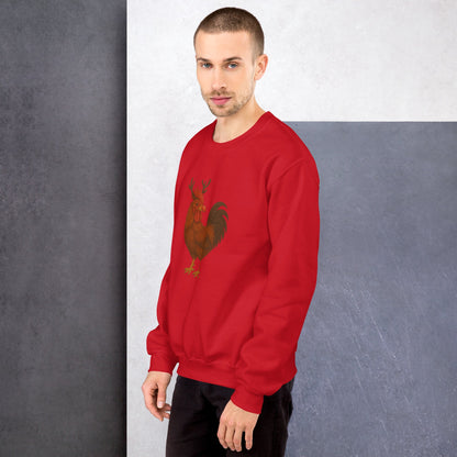Sweat-shirt unisexe coq Rudolph de Chickmas, la Rhode Island Red
