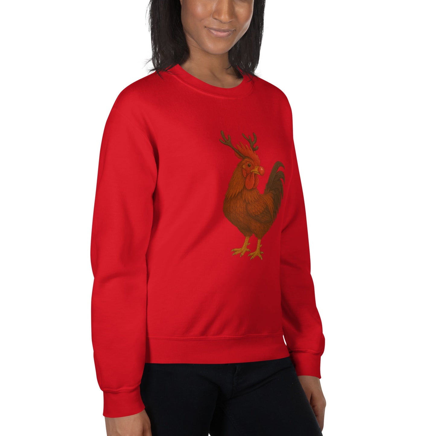 Sweat-shirt unisexe coq Rudolph de Chickmas, la Rhode Island Red