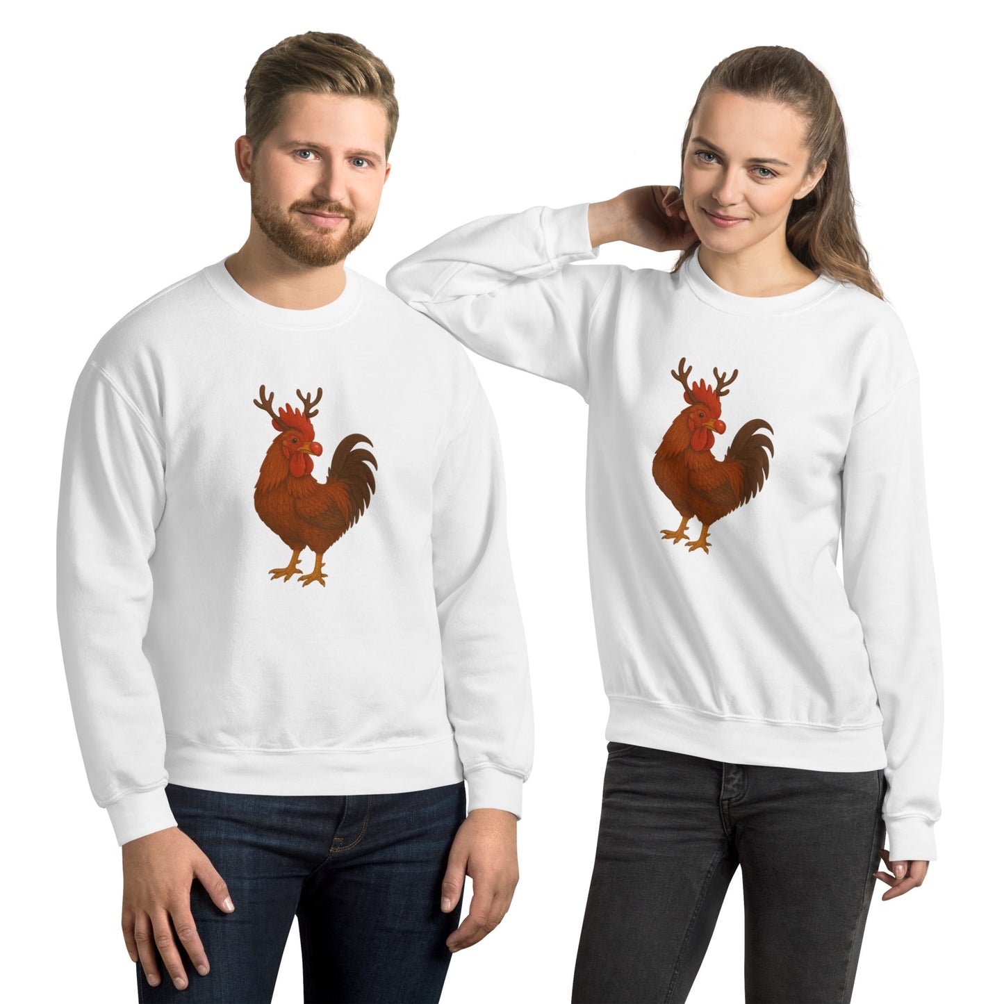 Sweat-shirt unisexe coq Rudolph de Chickmas, la Rhode Island Red