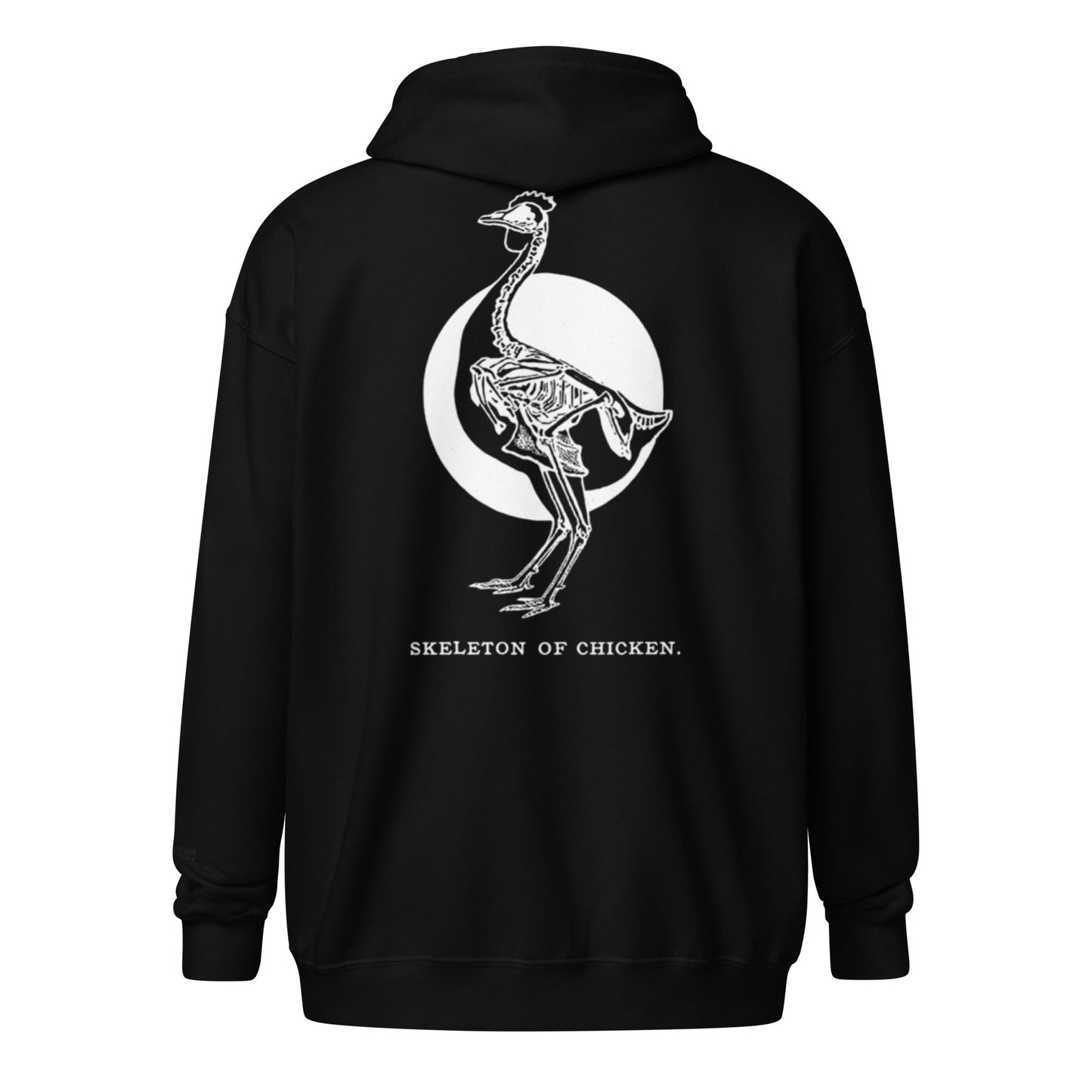 Sweat à capuche zippé unisexe en tissu épais avec squelette de poulet rétro