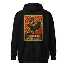 Sweat à capuche zippé unisexe en mélange épais Retro Chickens Against Fascism