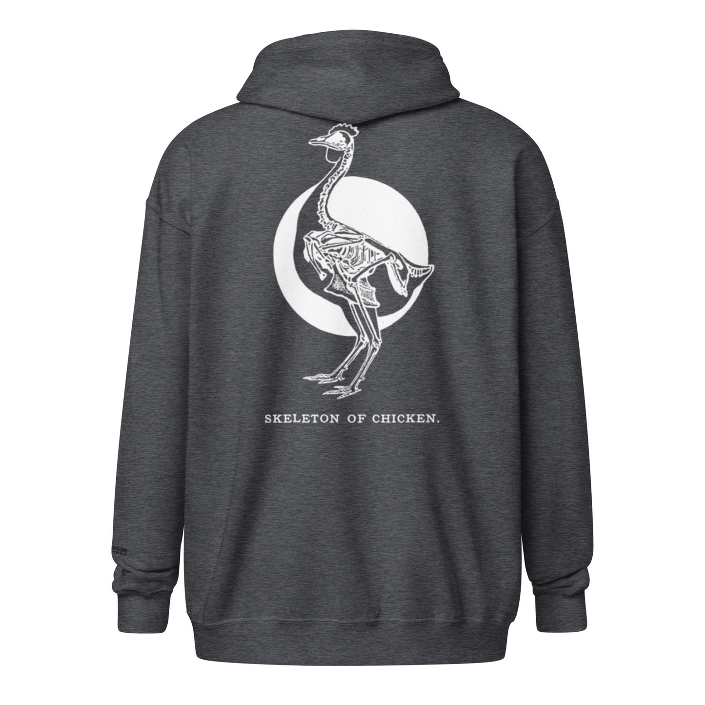 Sweat à capuche zippé unisexe en tissu épais avec squelette de poulet rétro