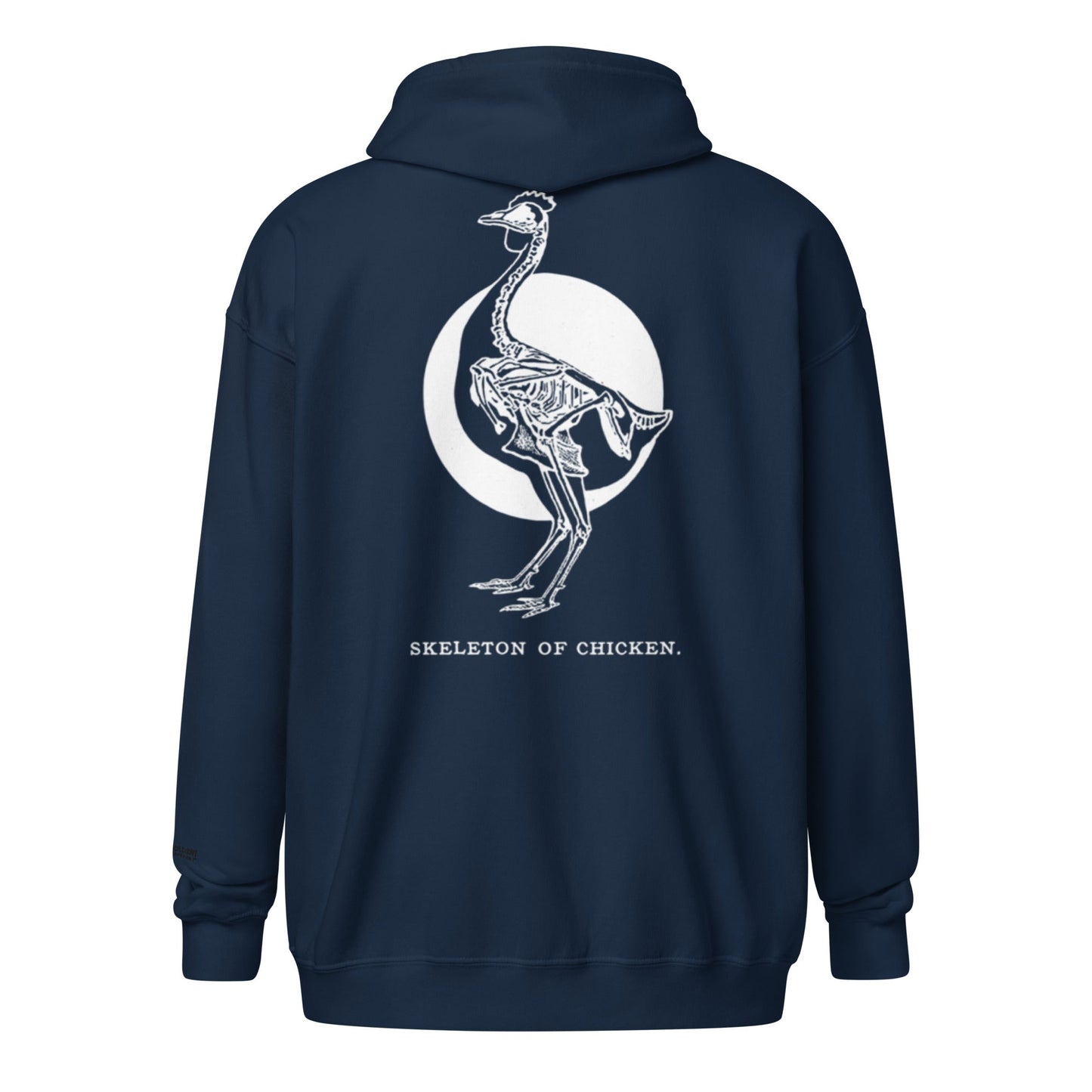 Sweat à capuche zippé unisexe en tissu épais avec squelette de poulet rétro