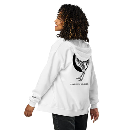 Sweat à capuche zippé unisexe en tissu épais avec squelette de poulet rétro