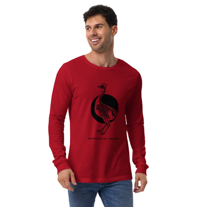 T-shirt unisexe à manches longues avec squelette de poulet rétro