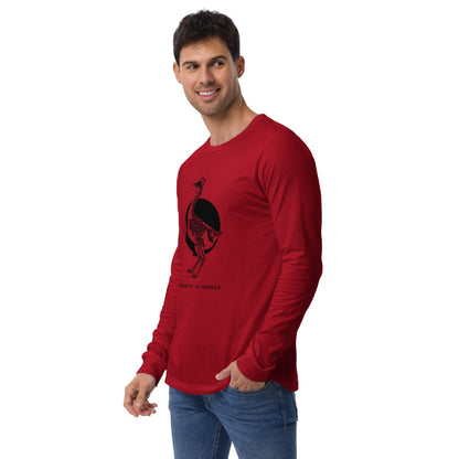T-shirt unisexe à manches longues avec squelette de poulet rétro