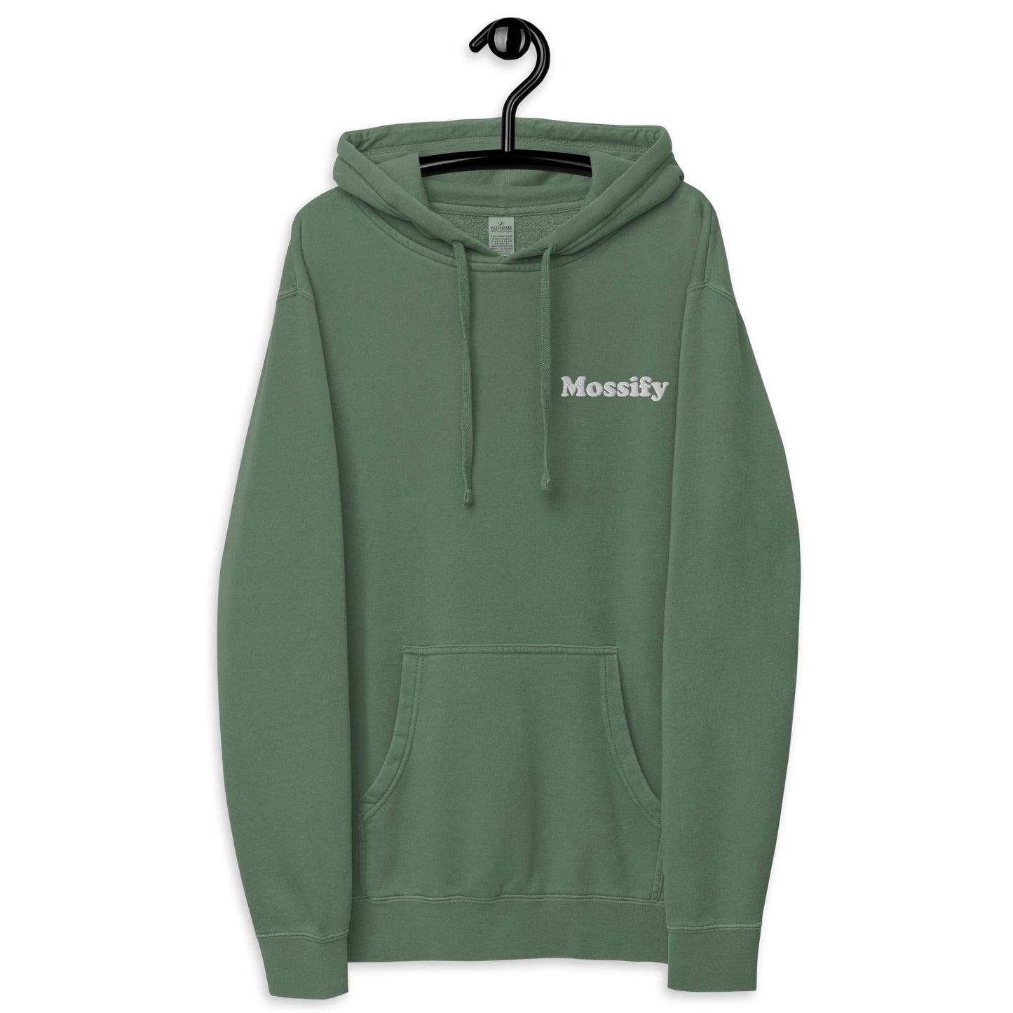 Sweat à capuche unisexe Mossify teint sur pigment – Brodé