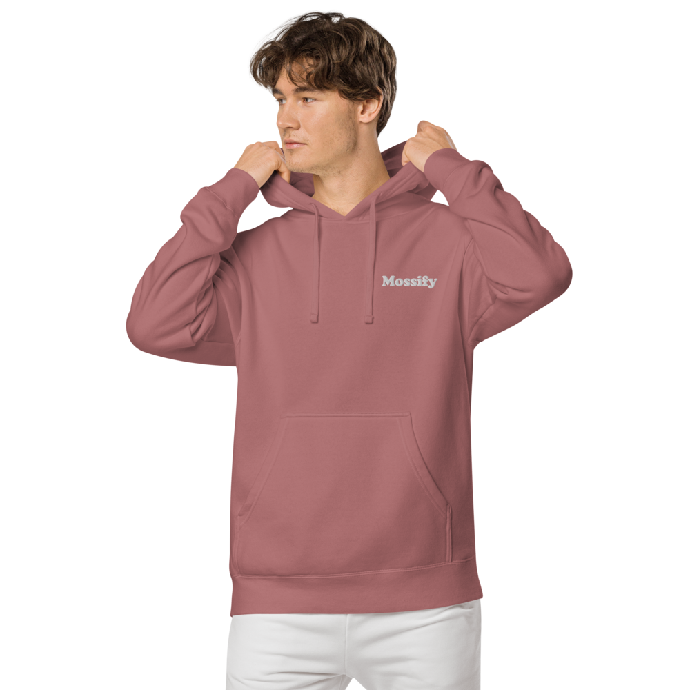 Sweat à capuche unisexe Mossify teint sur pigment – Brodé