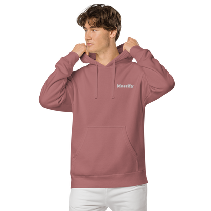 Sweat à capuche unisexe Mossify teint sur pigment – Brodé