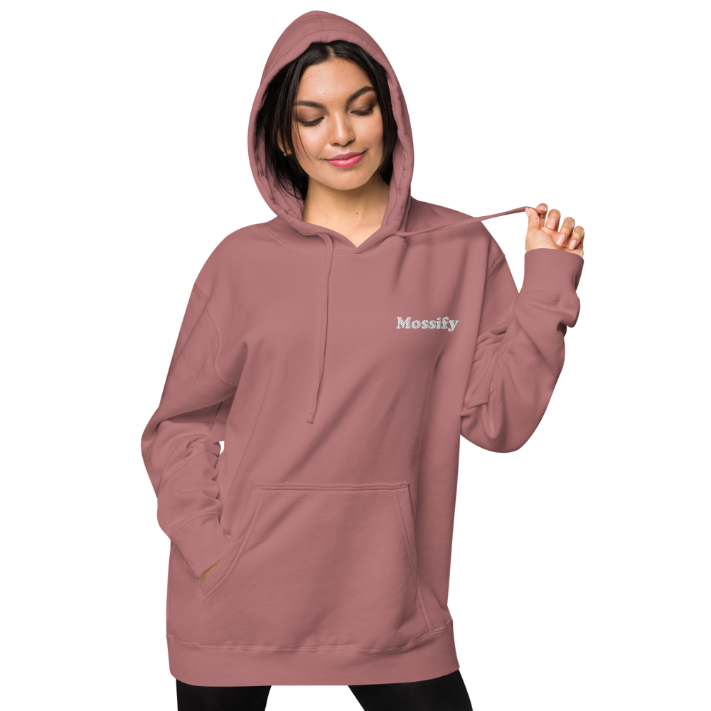 Sweat à capuche unisexe Mossify teint sur pigment – Brodé