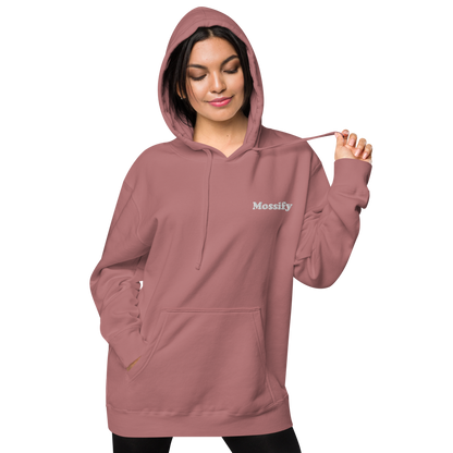 Sweat à capuche unisexe Mossify teint sur pigment – Brodé