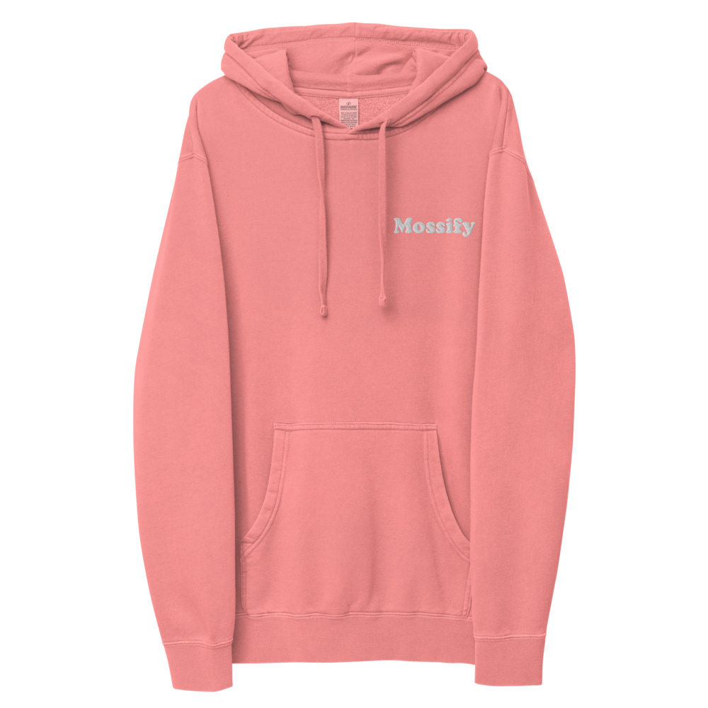 Sweat à capuche unisexe Mossify teint sur pigment – Brodé