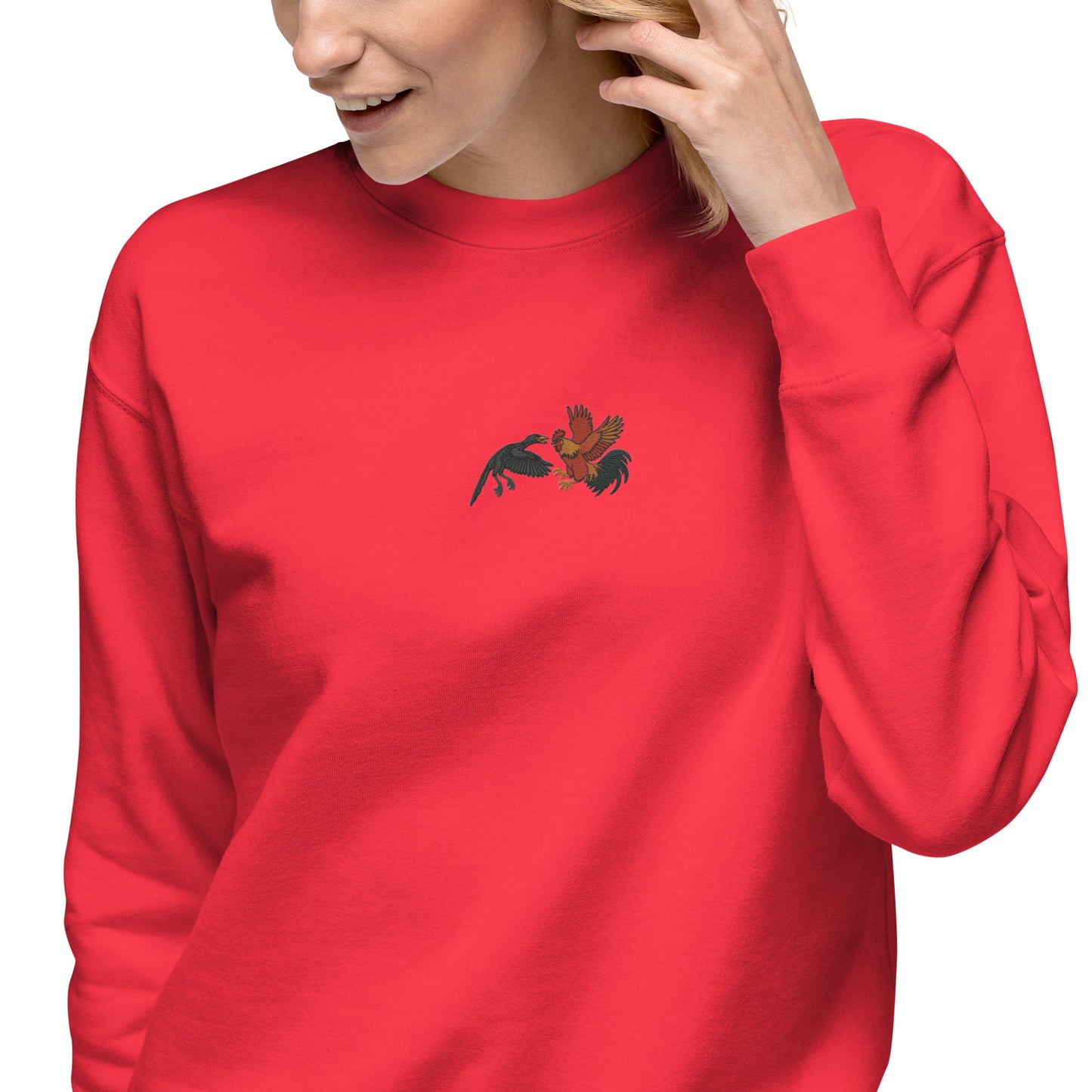 Sweat-shirt unisexe premium Chickasaurus Battle