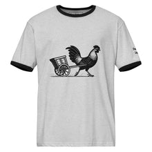 T-shirt unisexe rétro "Chariot de poulet" avec liserés contrastants