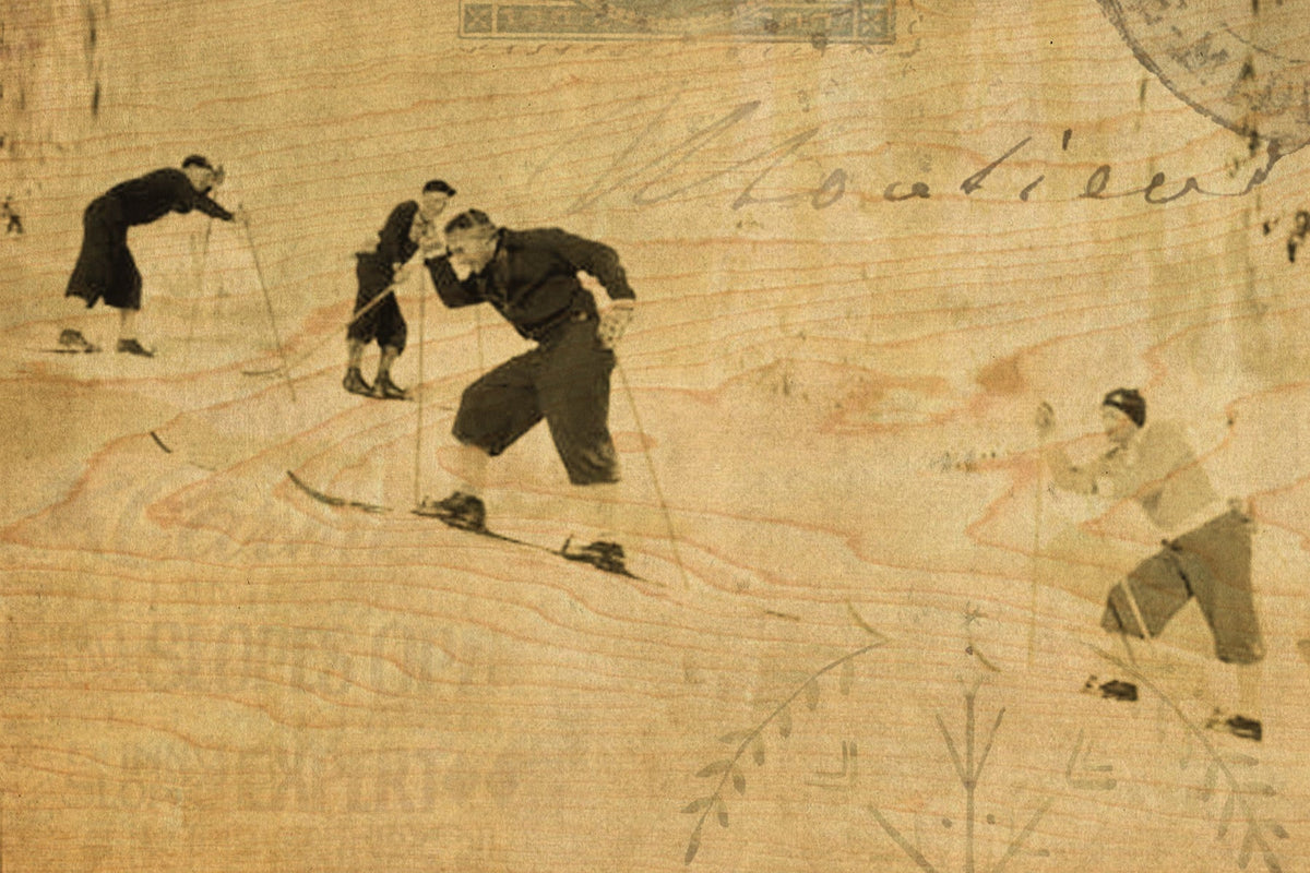 Wood Postcard - Uphill Skiing