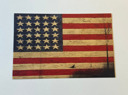 Wood Postcard - USA Flag