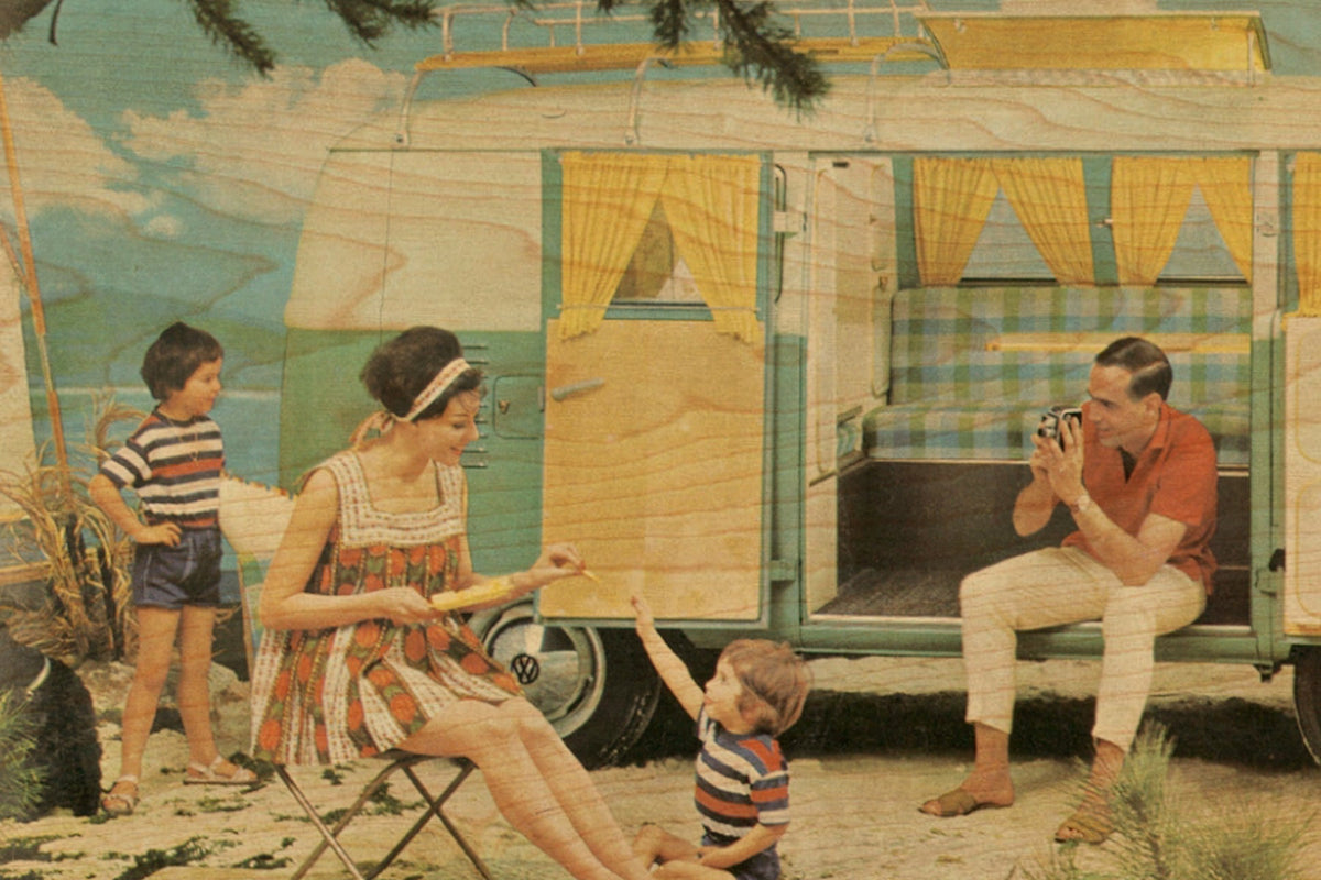 Wood Postcard - VW Camper