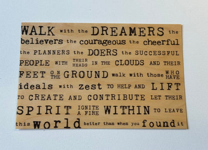 Wood Postcard - Walk with the dreamers