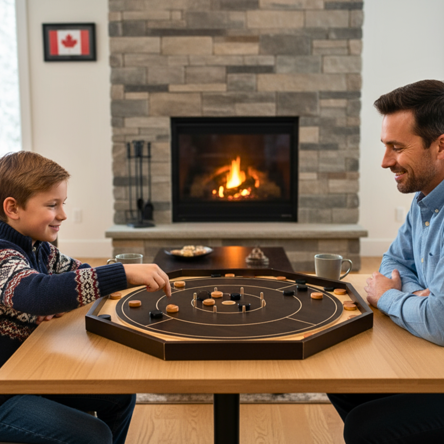 Crokinole Board pour débutants par Crokinole Canada - Crokinole en noyer et érable - Ensemble de jeu de Crokinole traditionnel