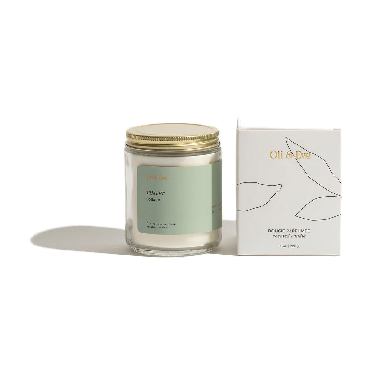 Bougie Oli et Ève Chalet 8 oz en verre