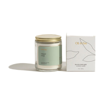 Bougie Oli et Ève Chalet 8 oz en verre