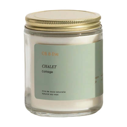 Bougie Oli et Ève Chalet 8 oz en verre