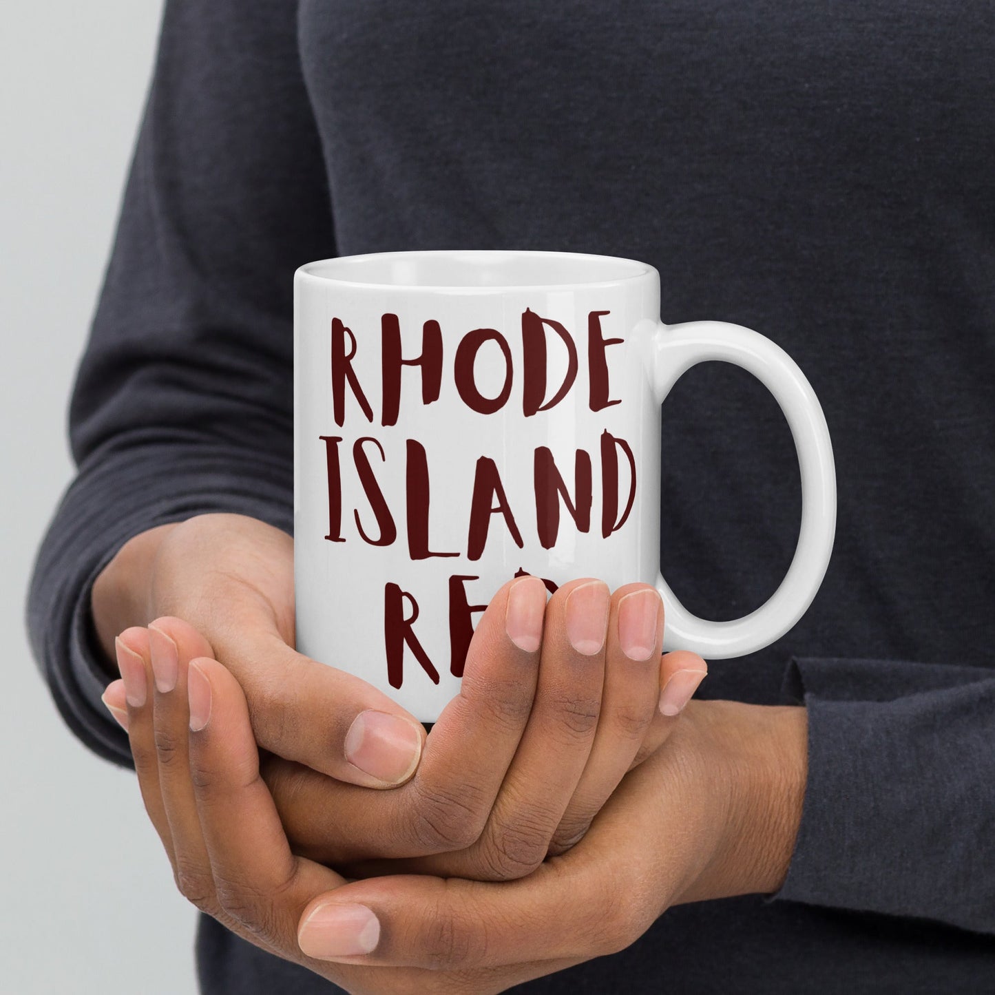 Mug blanc brillant Rhode Island Red