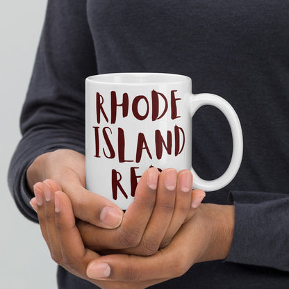 Mug blanc brillant Rhode Island Red