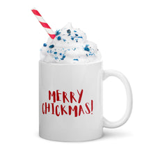 Joyeux Chickmas regardez la tasse Tasse blanche brillante