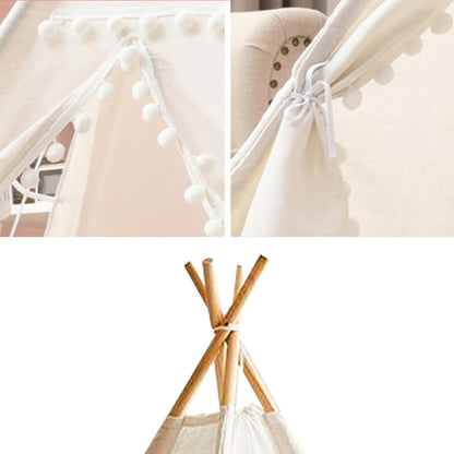 Grande tente de jeu tipi pliable en toile pour enfants avec lumières (blanc)