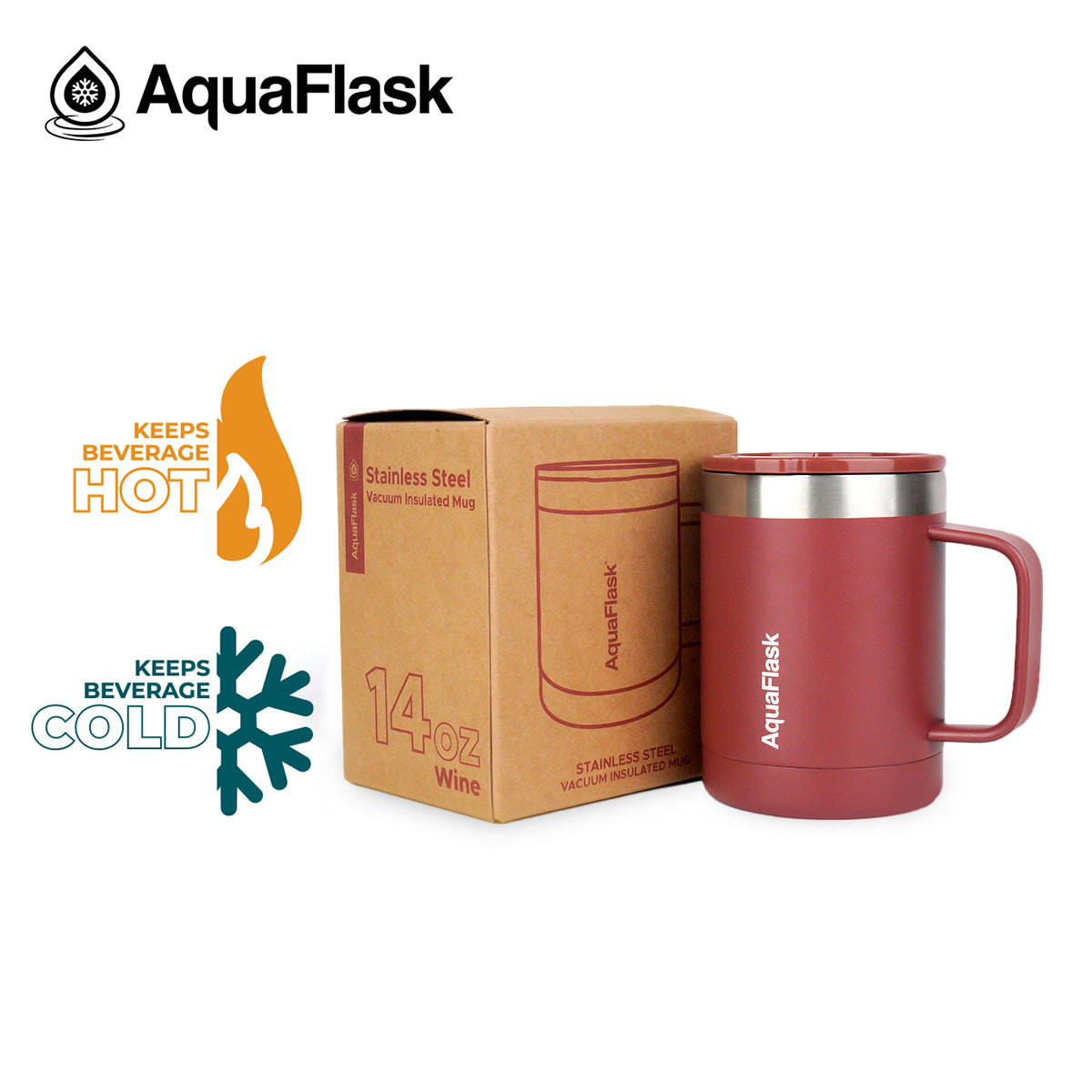 Mug Aquaflask isotherme avec couvercle et anse 415 ml (14 oz)