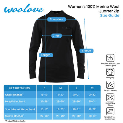 Chandail 1/4 zip en laine mérinos pour femme — Poids moyen