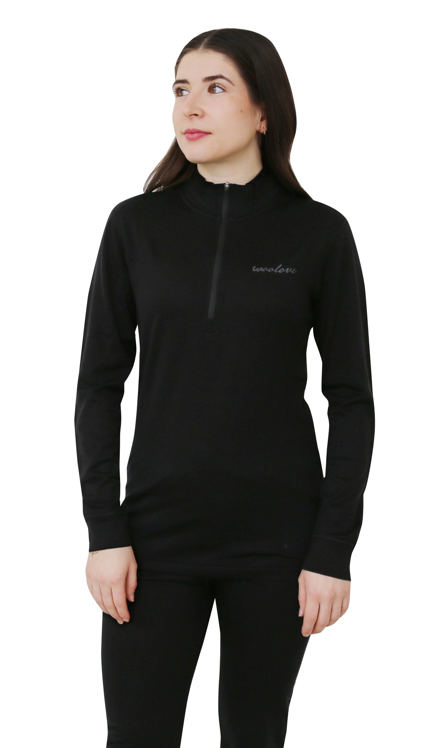 Chandail 1/4 zip en laine mérinos pour femme — Poids moyen