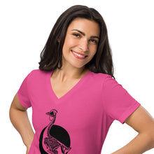 T-shirt décontracté à col en V pour femme, motif poulet squelette rétro