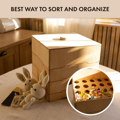 Rangement/trieur en bois pour jeu de construction