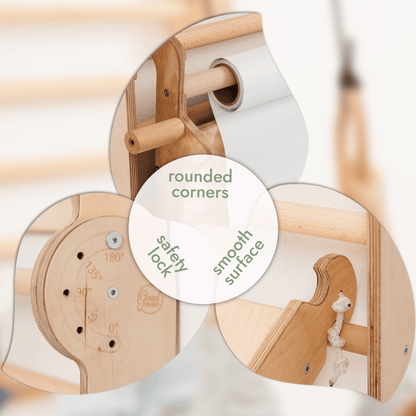 Espalier suédois en bois 7 en 1 / Échelle d'escalade pour enfants + Balançoire + Planche à glissade + Accessoire artistique