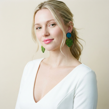 Blue & Green Small Statement Earrings
